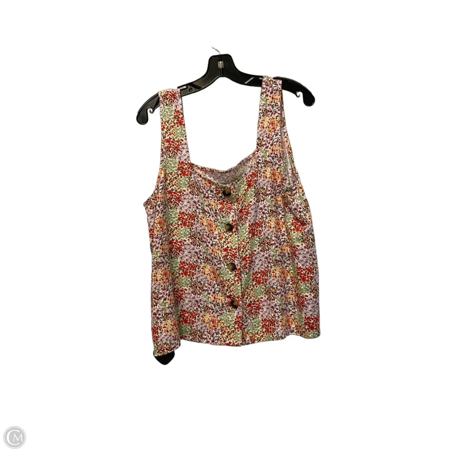 Top Sleeveless By Lc Lauren Conrad In Green & Orange, Size: L