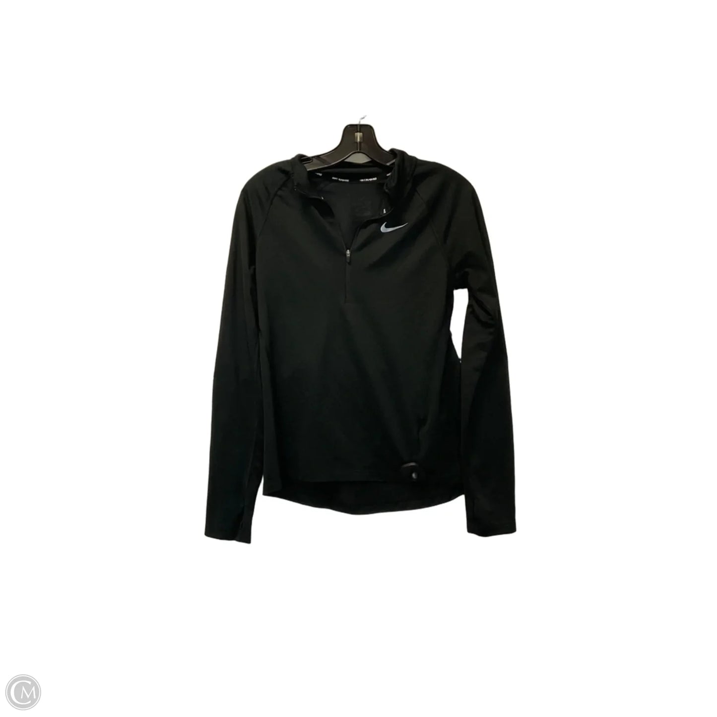 Athletic Top Long Sleeve Collar By Nike In Black, Size: S