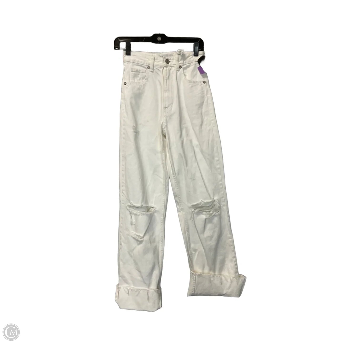 Jeans Straight By Zara In White Denim, Size: 0