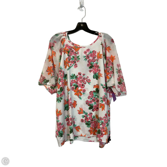 Top Short Sleeve By Ann Taylor In Orange & Pink, Size: Xxl