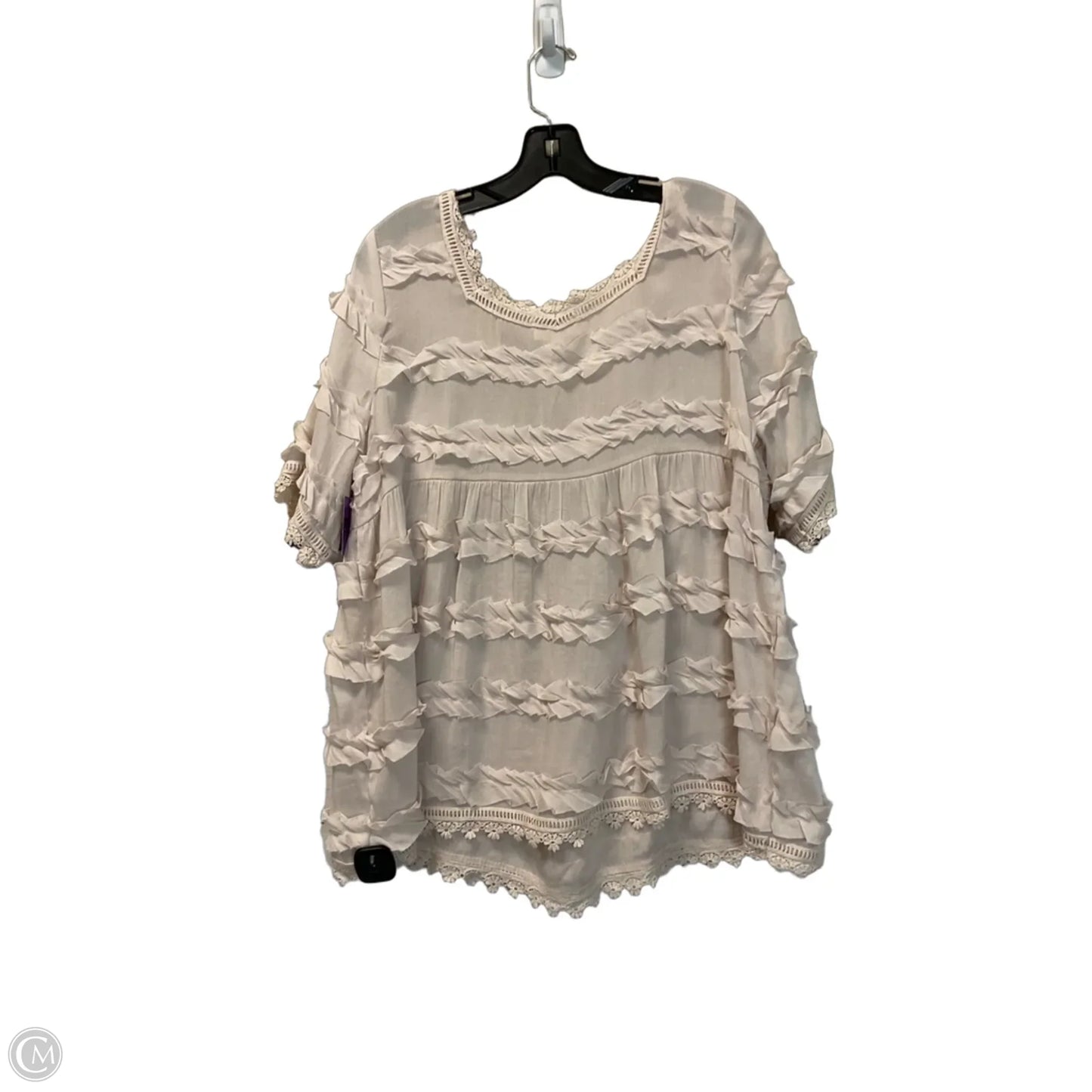Top Short Sleeve By Clothes Mentor In Cream, Size: L