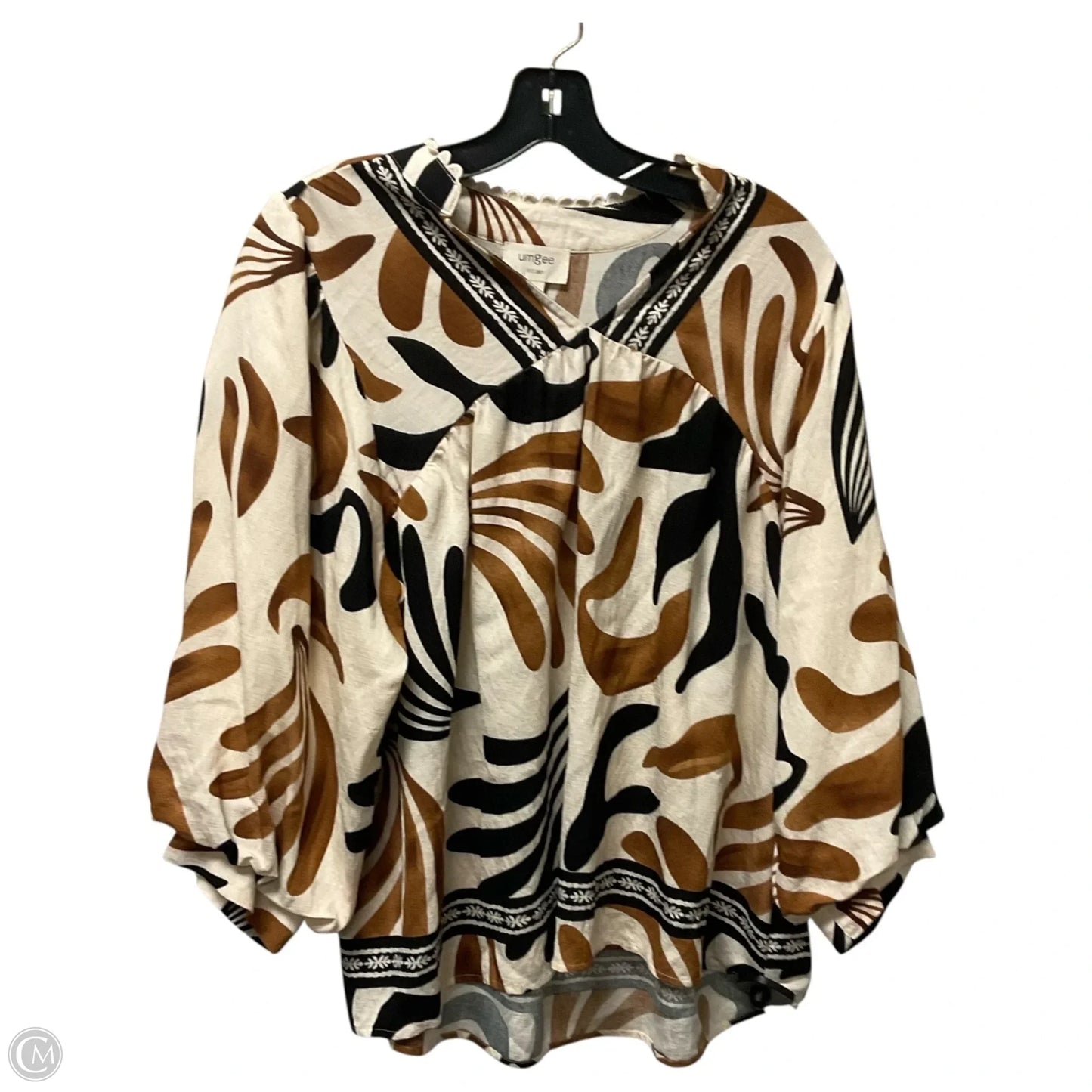 Top Long Sleeve By Umgee In Black & Brown, Size: S