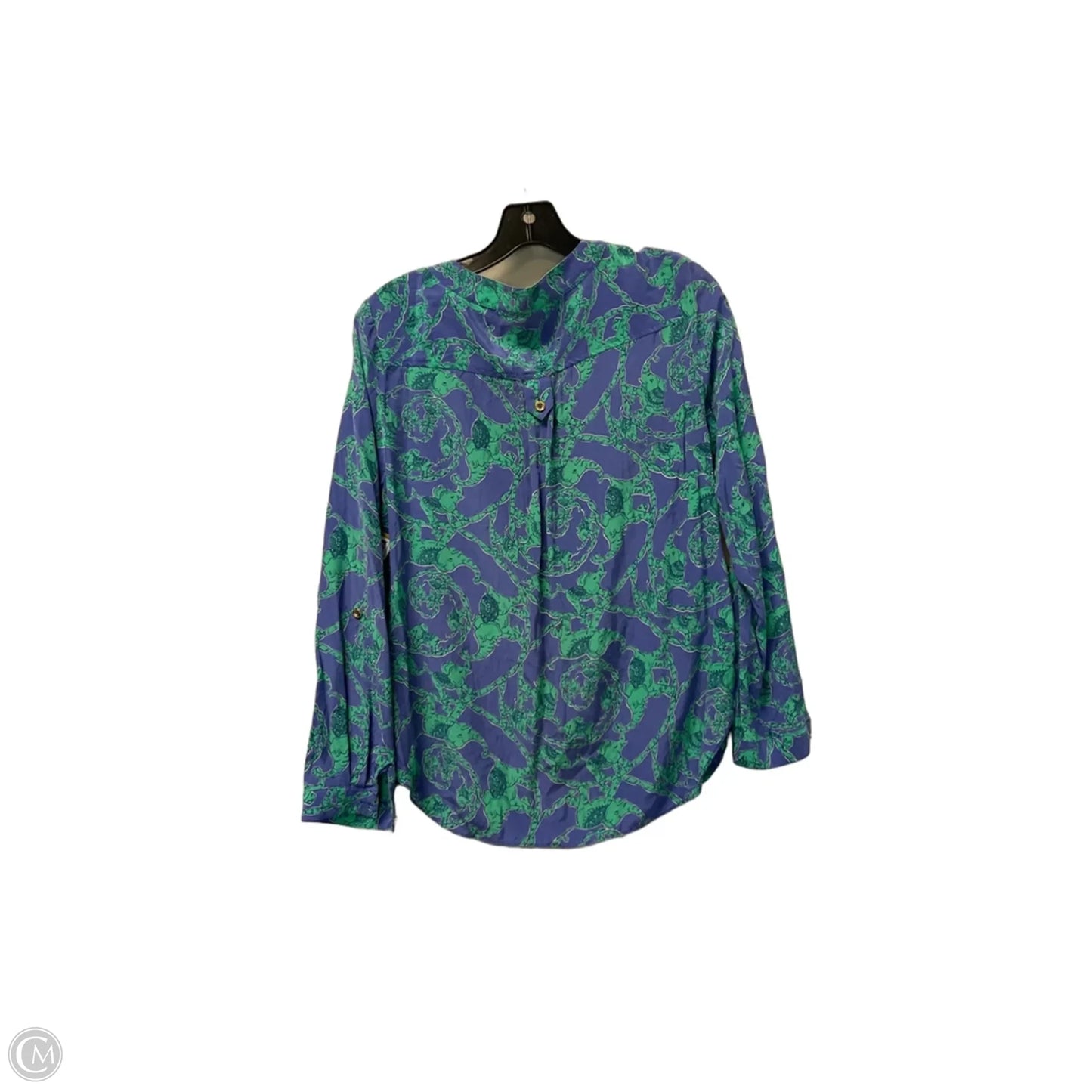 Top Long Sleeve Designer By Lilly Pulitzer In Blue & Green, Size: S