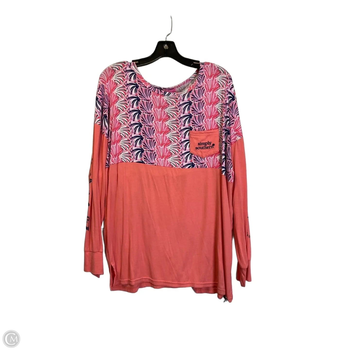 Top Long Sleeve By Simply Southern In Pink, Size: L