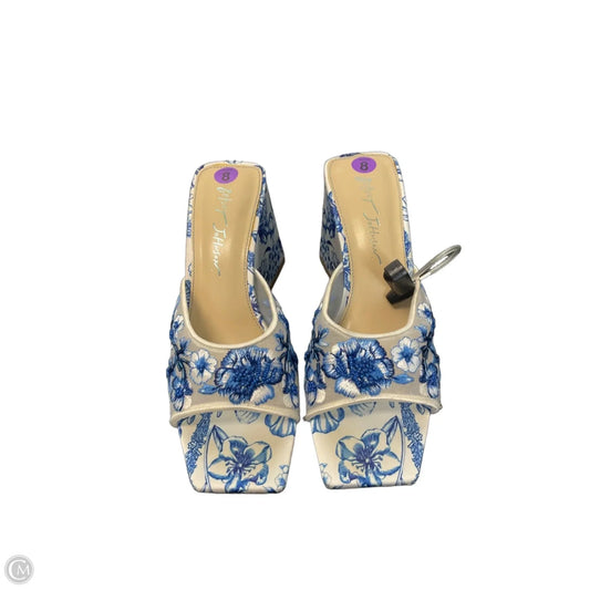 Sandals Heels Block By Betsey Johnson In Blue, Size: 8