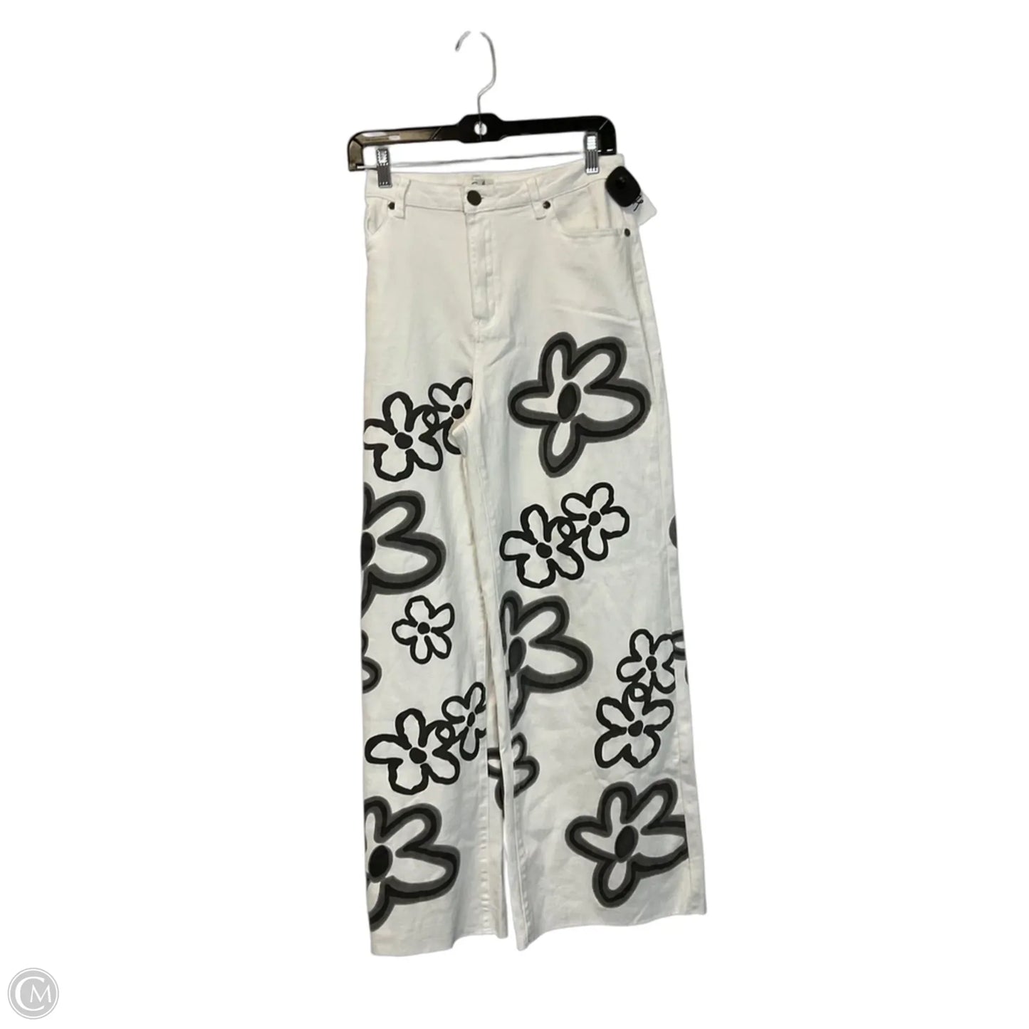 Jeans Wide Leg By Easel In White Denim, Size: L