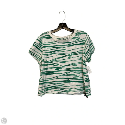Top Short Sleeve By Maeve In Green & White, Size: M