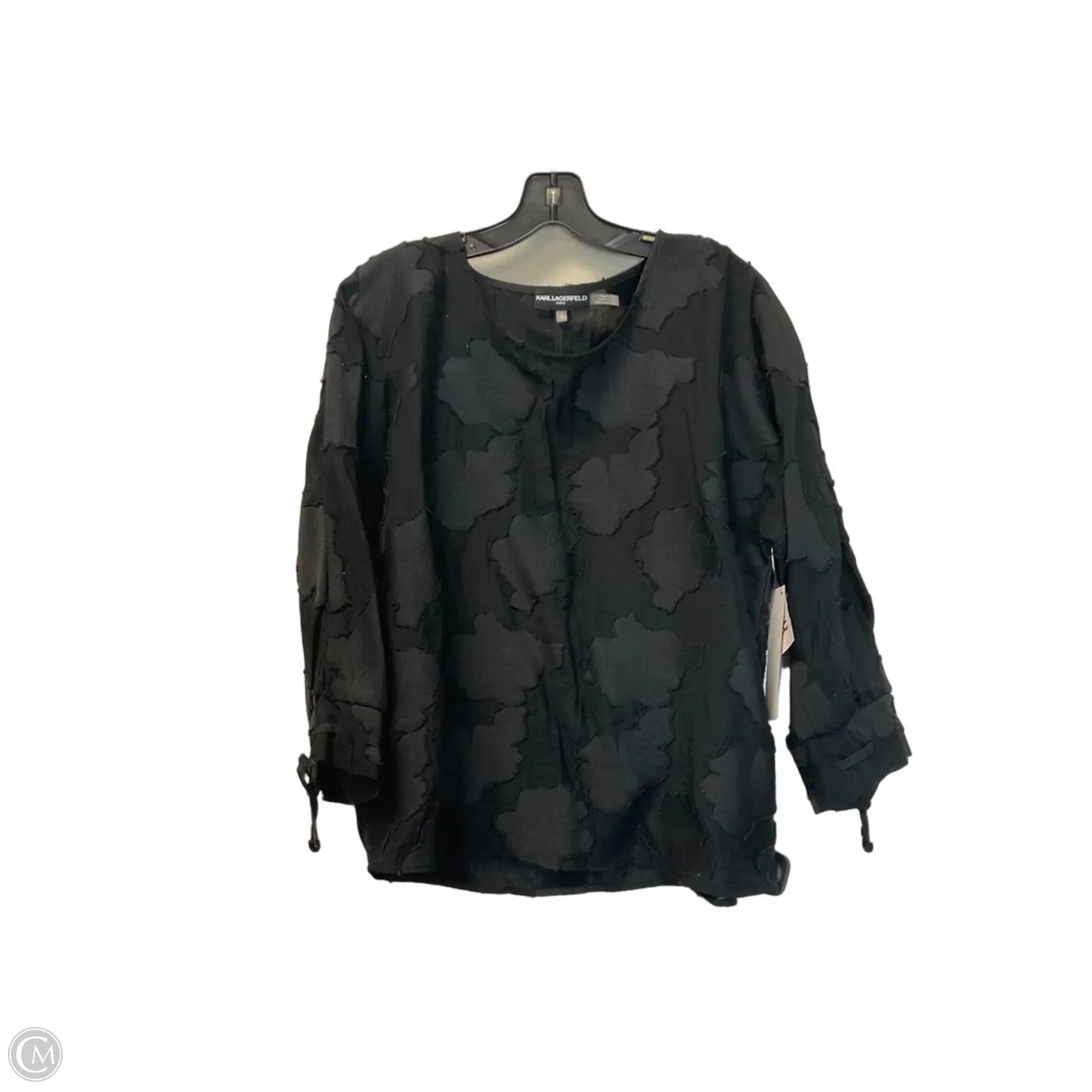 Top Long Sleeve Designer By Karl Lagerfeld In Black, Size: S