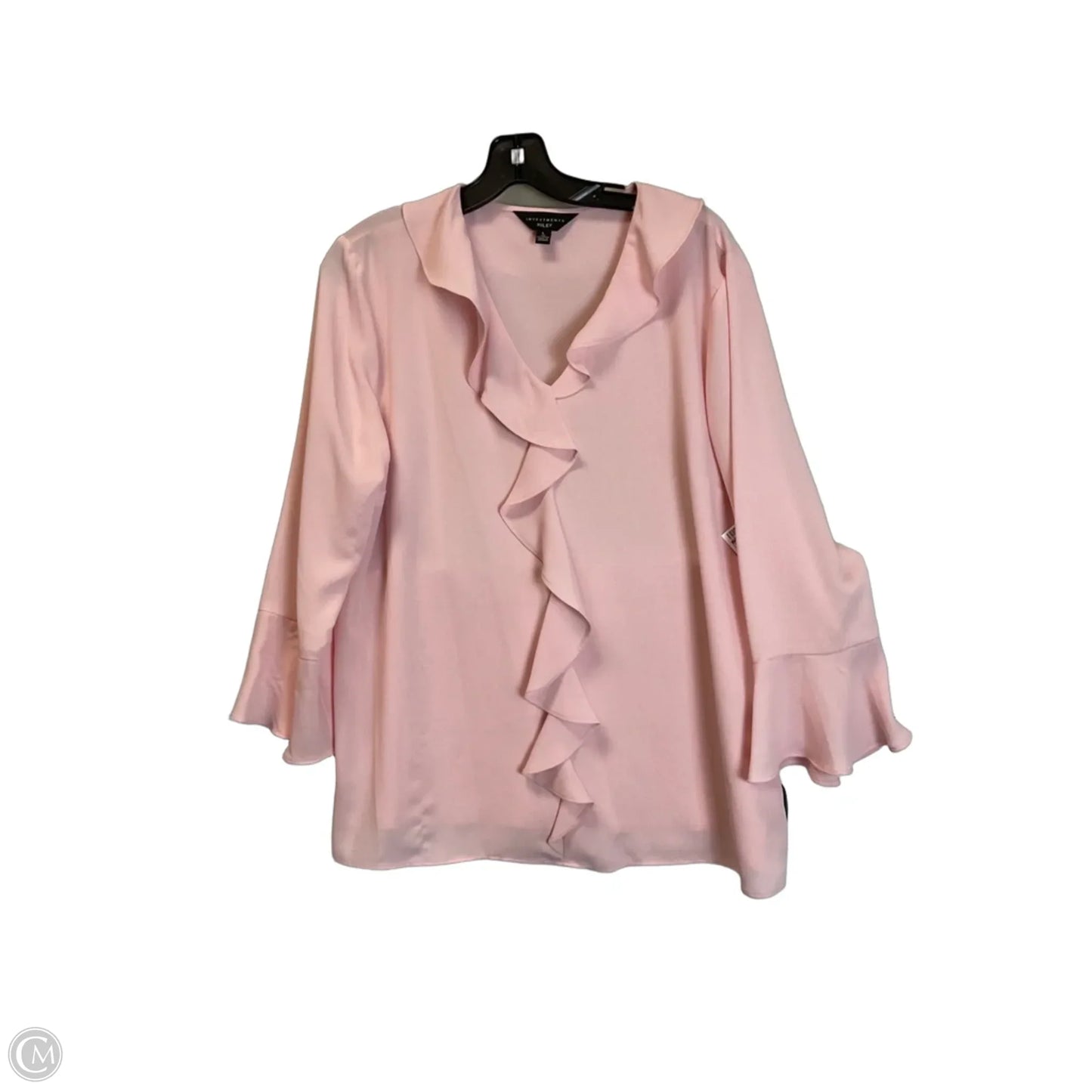 Top Long Sleeve By Investments In Pink, Size: L