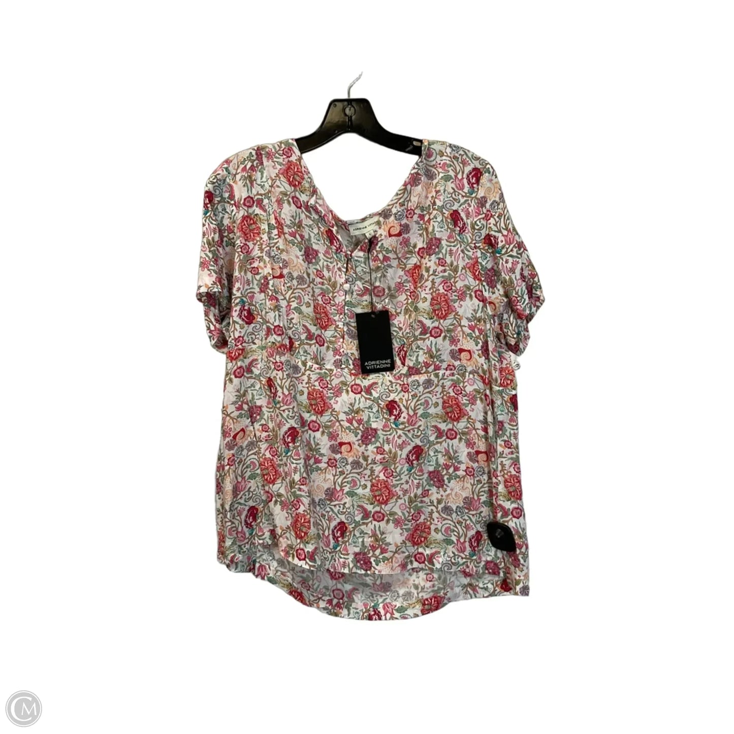 Top Short Sleeve By Adrienne Vittadini In Floral Print, Size: L