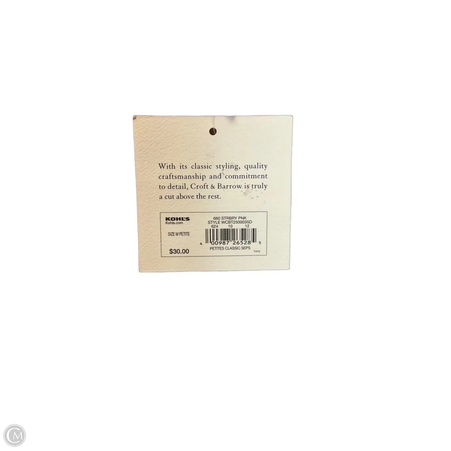 Top Short Sleeve By Croft And Barrow In Pink, Size: M
