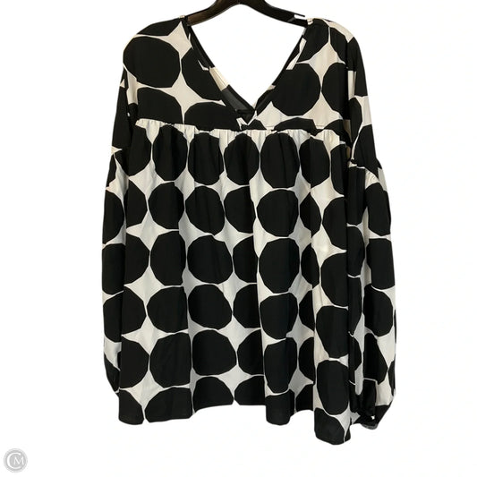 Top Long Sleeve By Chicsoul In Black & White, Size: 3x
