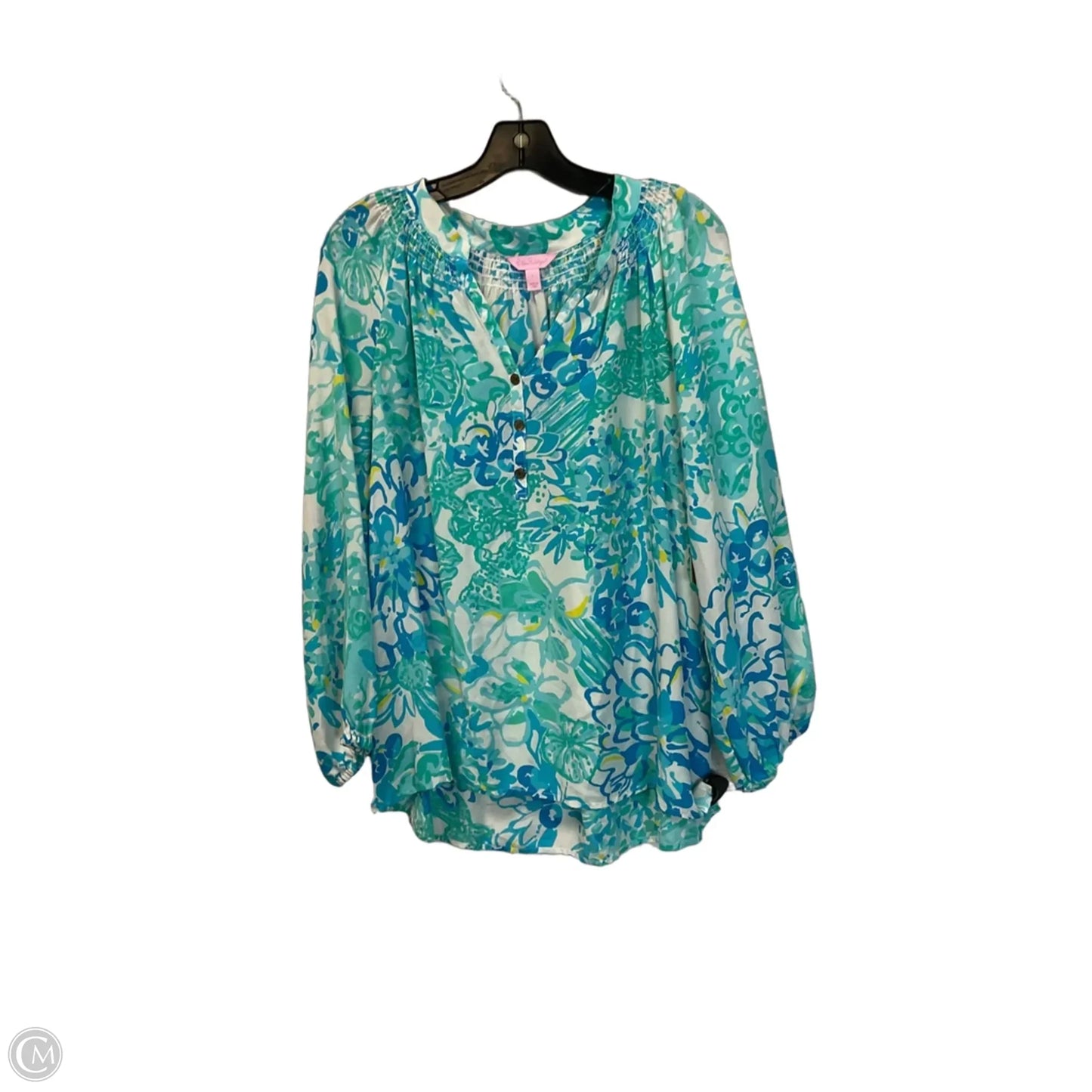 Top Long Sleeve Designer By Lilly Pulitzer In Blue & Green, Size: L