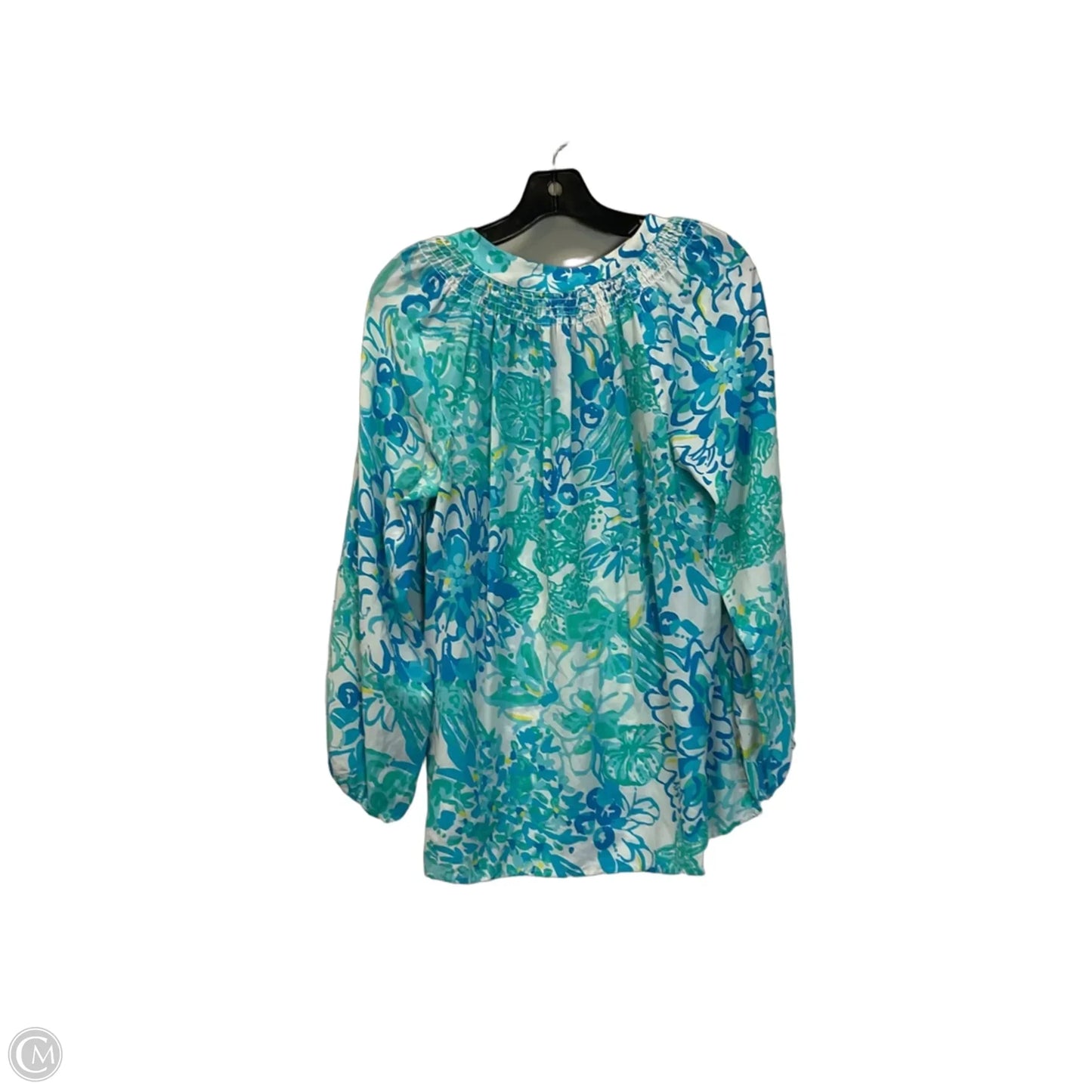 Top Long Sleeve Designer By Lilly Pulitzer In Blue & Green, Size: L