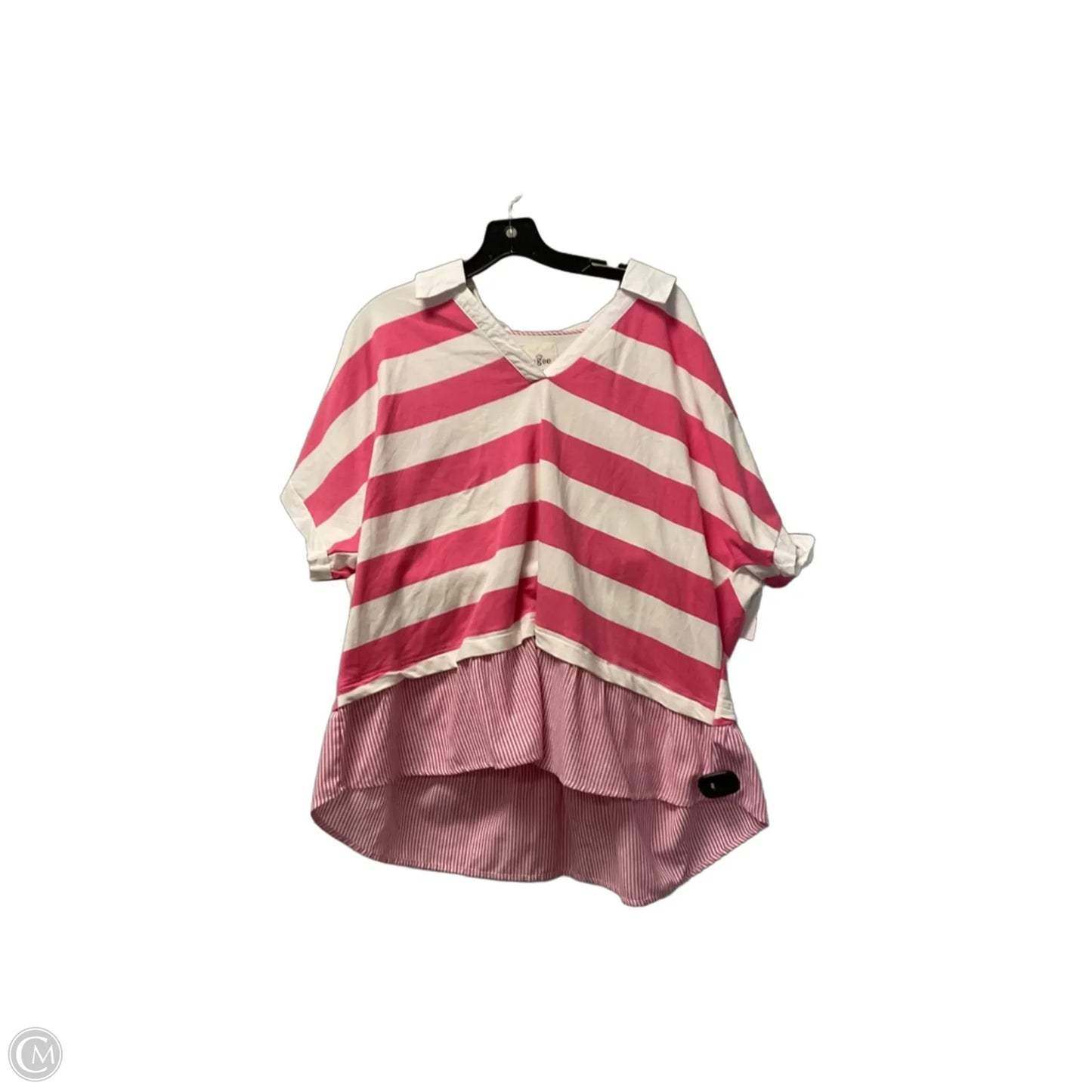 Top Short Sleeve By Umgee In Pink & White, Size: 2x