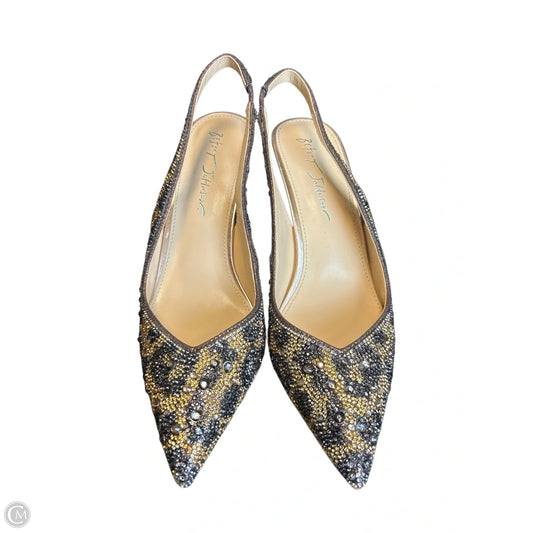 Shoes Heels Kitten By Betsey Johnson In Black & Gold, Size: 7.5