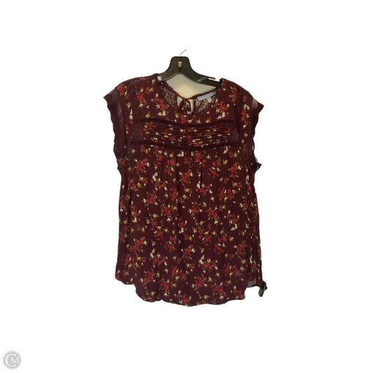 Top Short Sleeve By Daniel Rainn In Maroon, Size: Xl