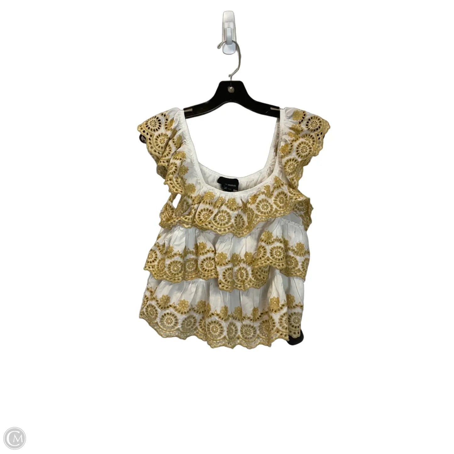 Top Sleeveless By Clothes Mentor In White & Yellow, Size: L