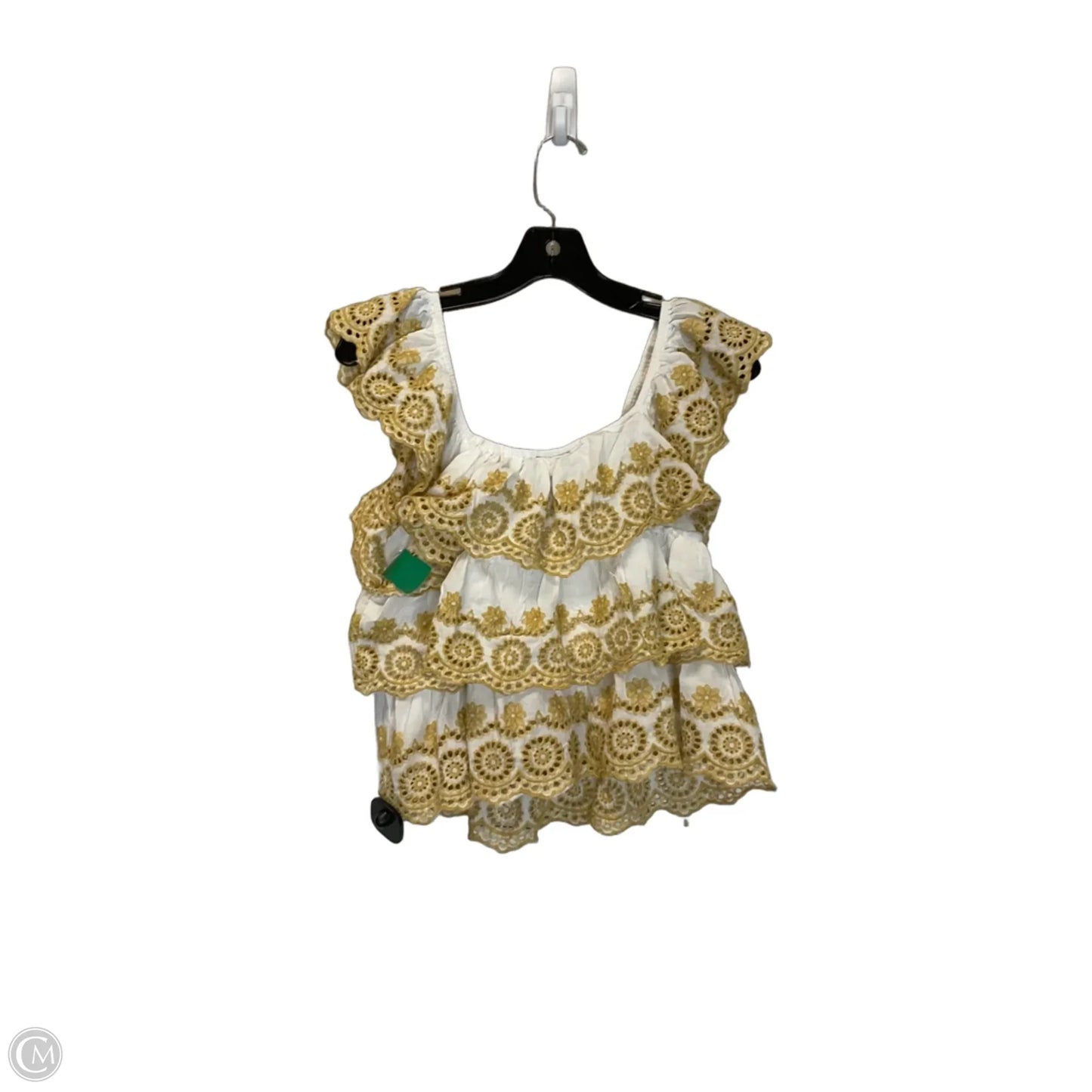 Top Sleeveless By Clothes Mentor In White & Yellow, Size: L