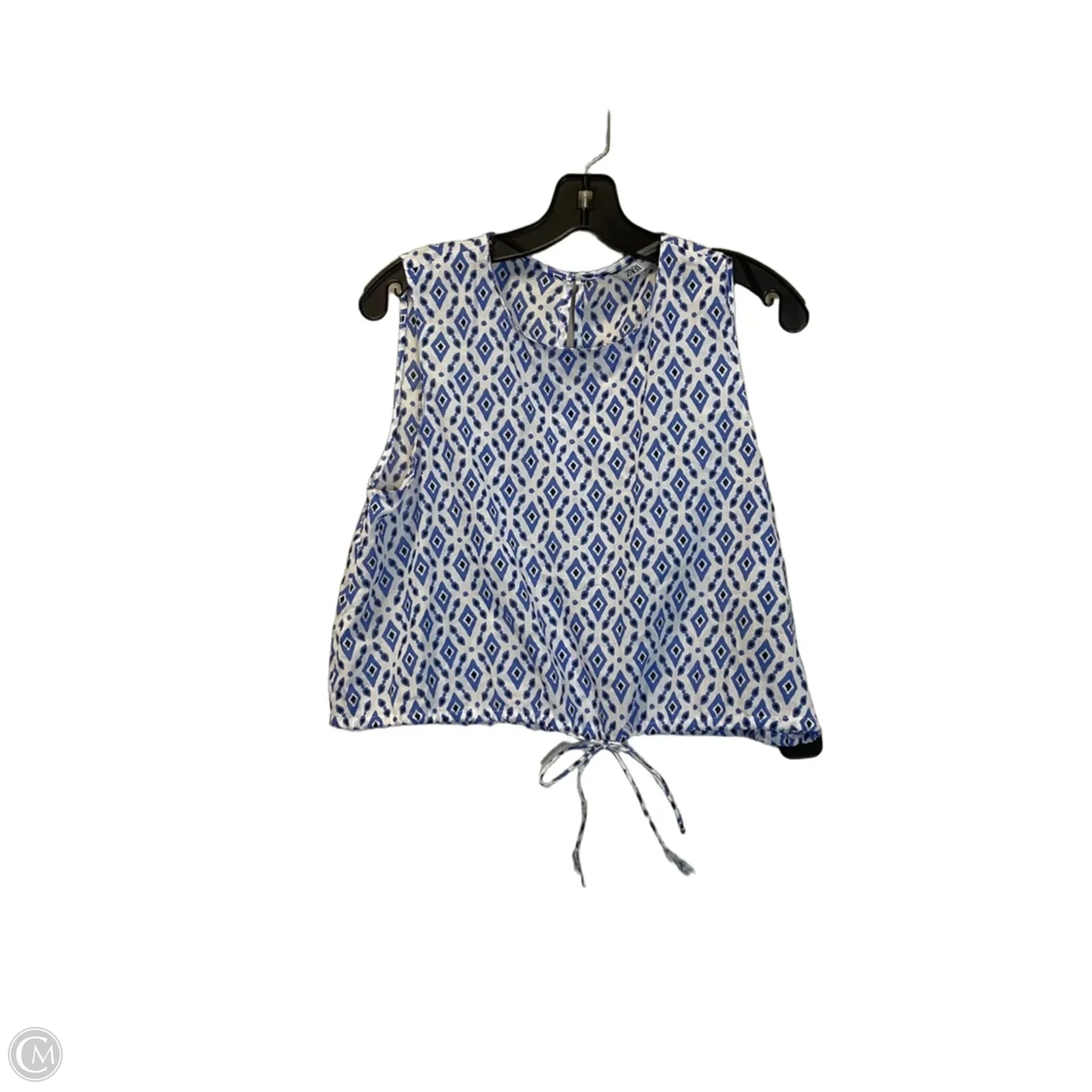 Top Sleeveless By Zara In Blue & White, Size: M