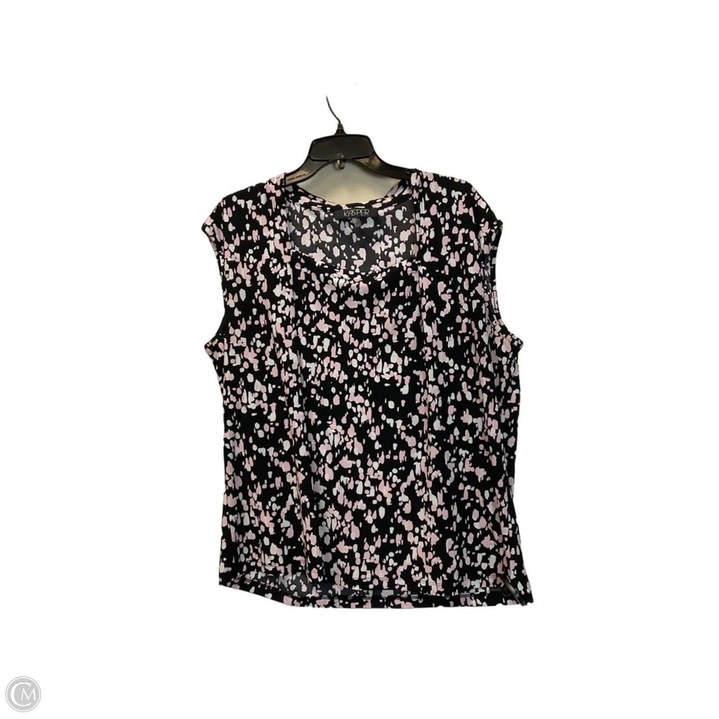 Top Sleeveless By Kasper In Black & Pink, Size: 1x