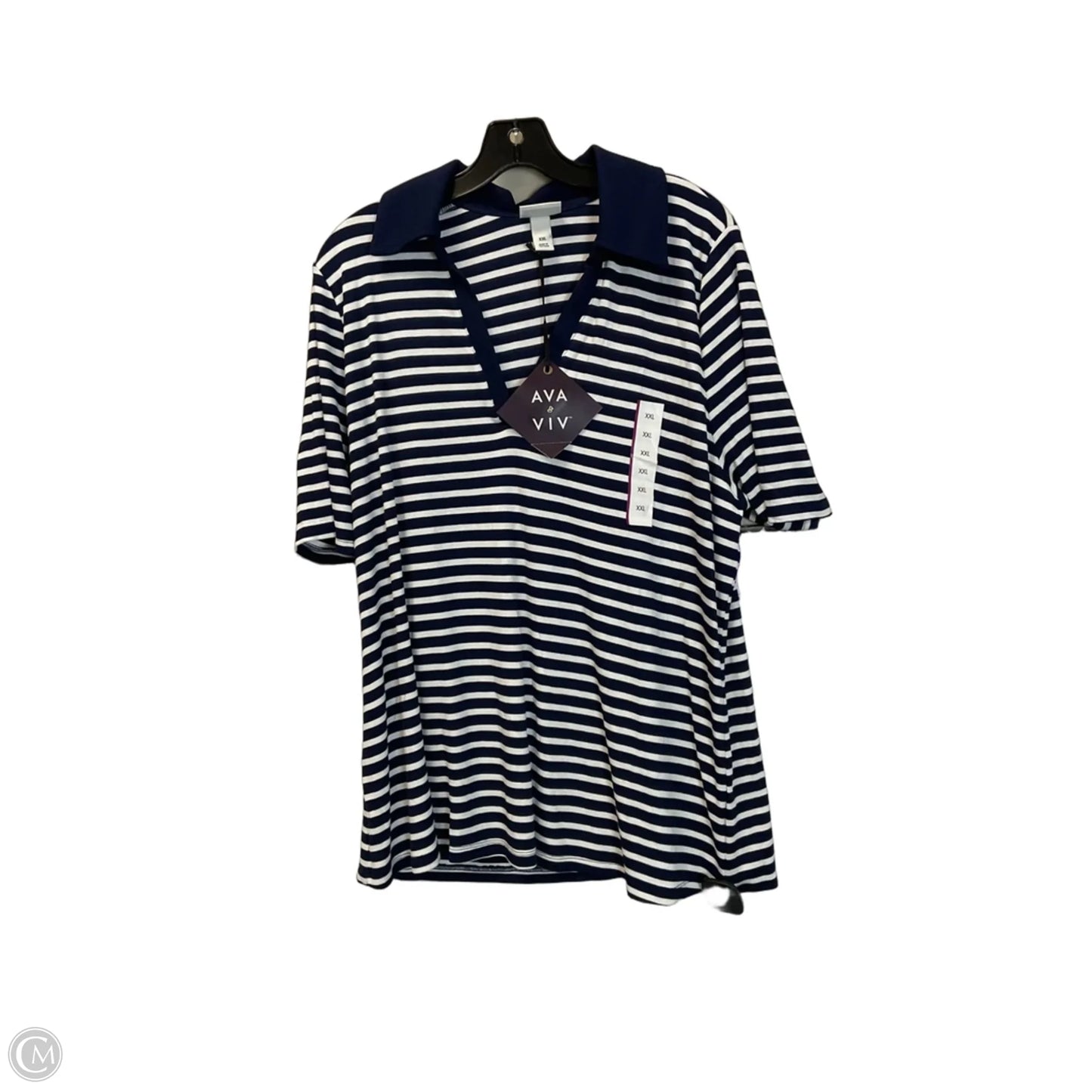 Top Short Sleeve Basic By Ava & Viv In Navy, Size: Xxl