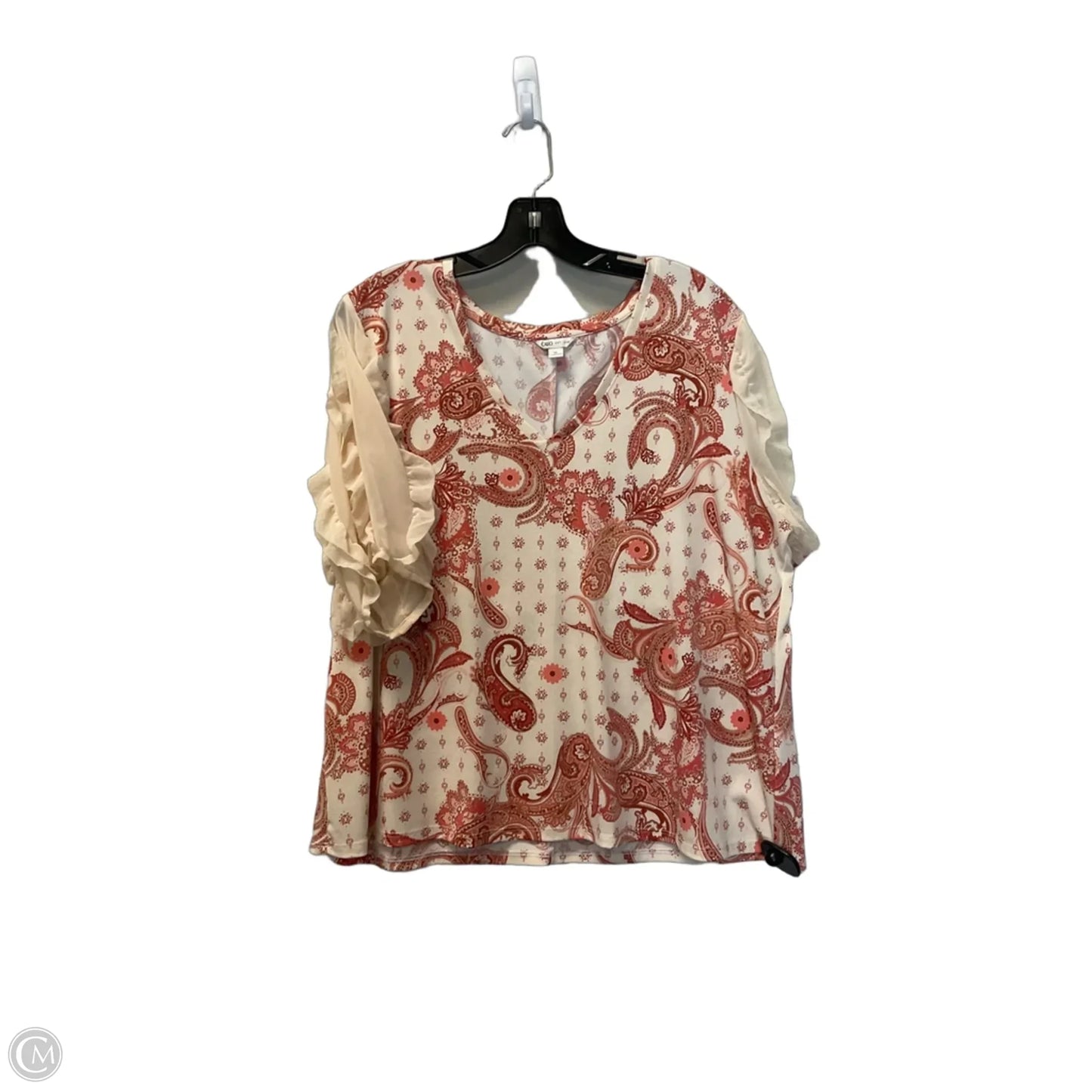 Top Short Sleeve By Cato In Cream, Size: Xl