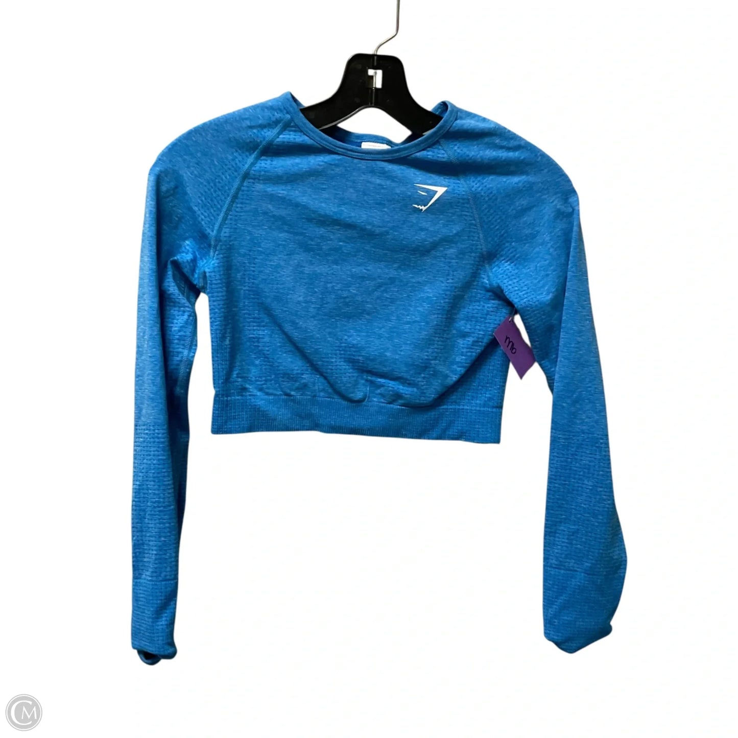 Athletic Top Long Sleeve Collar By Gym Shark In Blue, Size: M