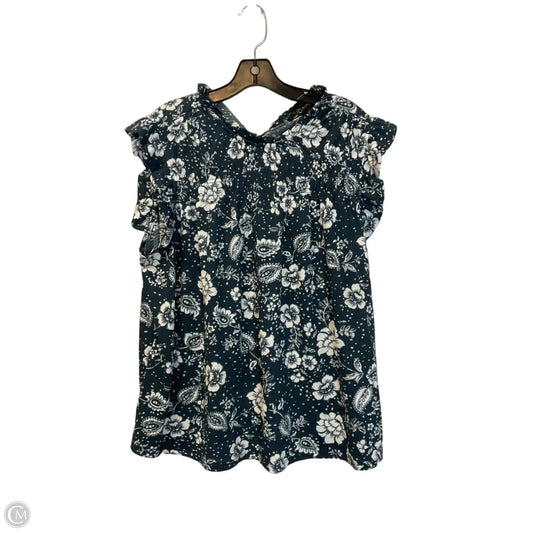 Top Sleeveless By Fred David In Blue & White, Size: 2x