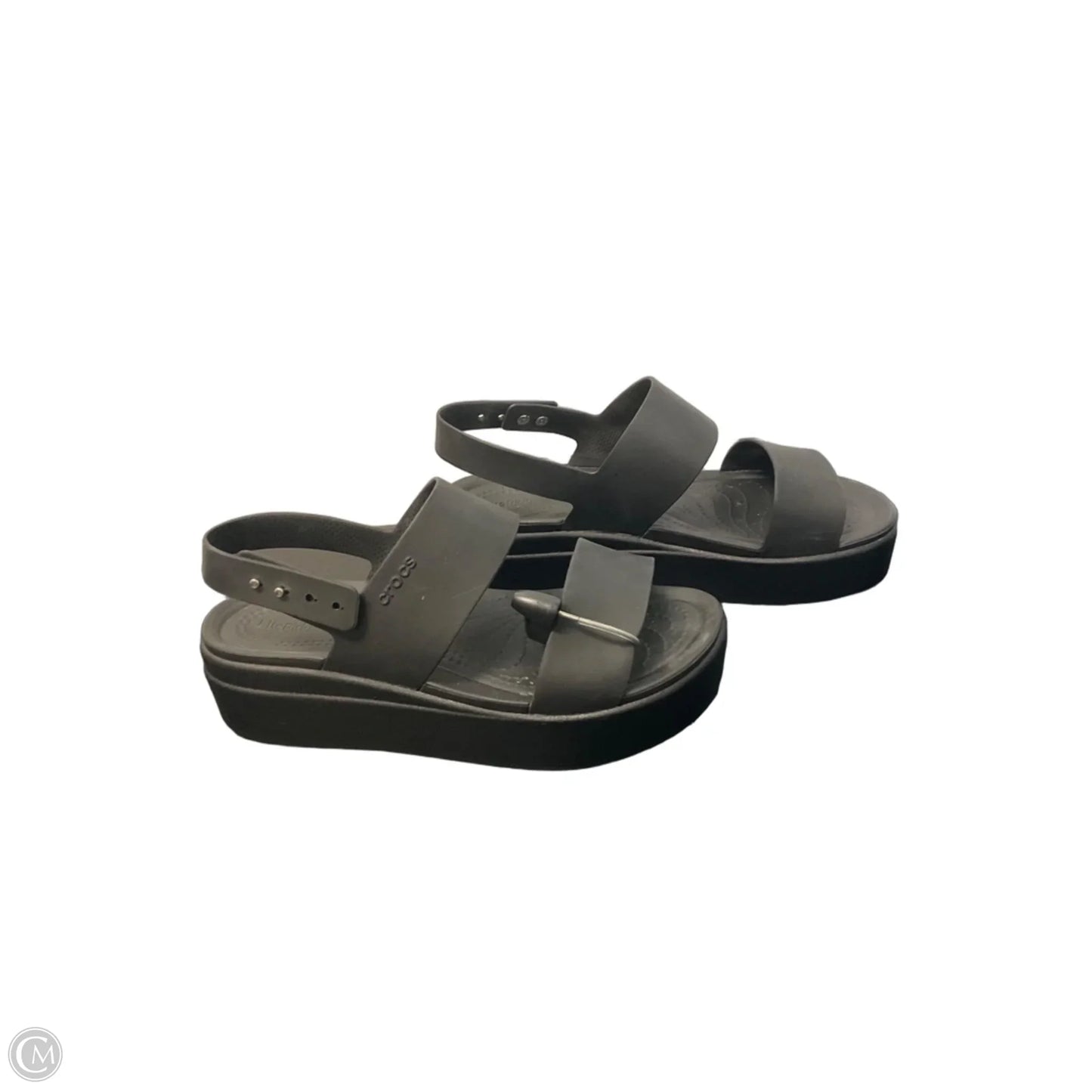 Sandals Flats By Crocs In Black, Size: 8