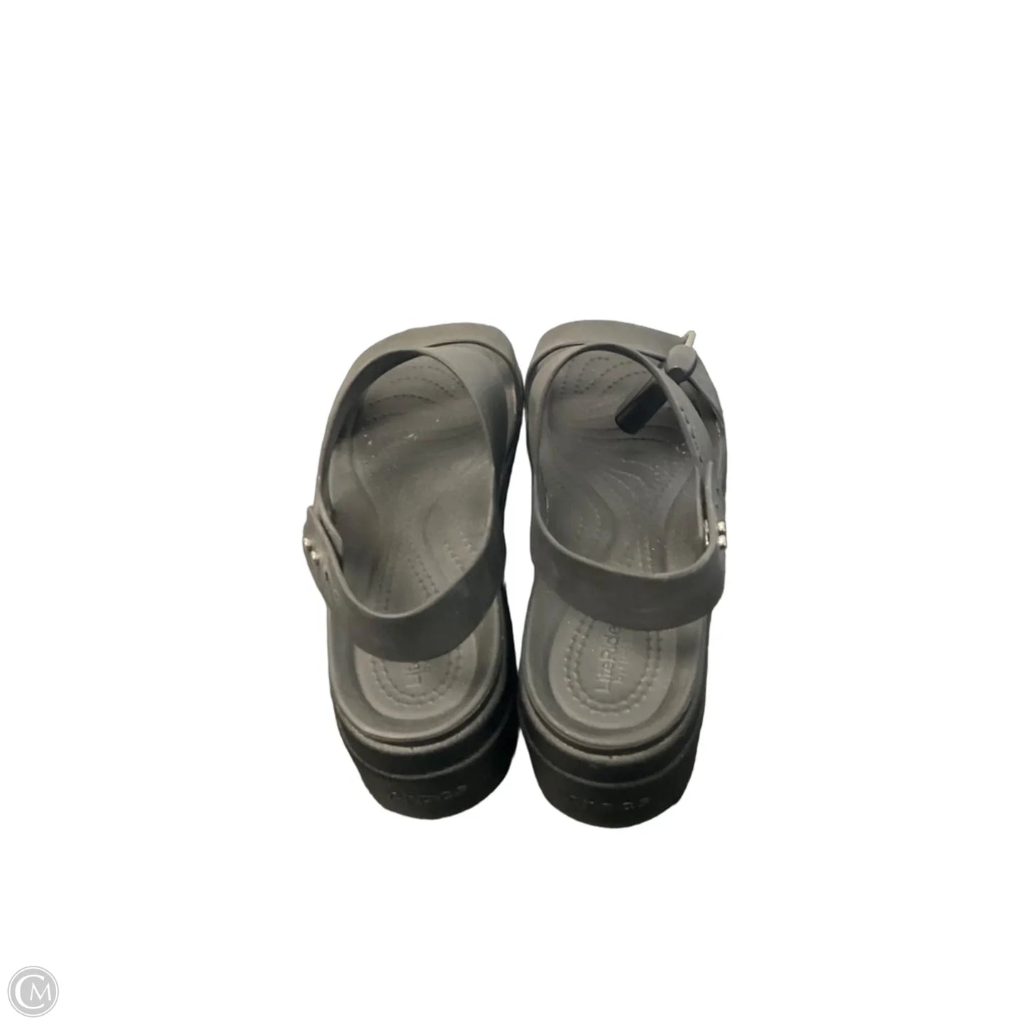 Sandals Flats By Crocs In Black, Size: 8