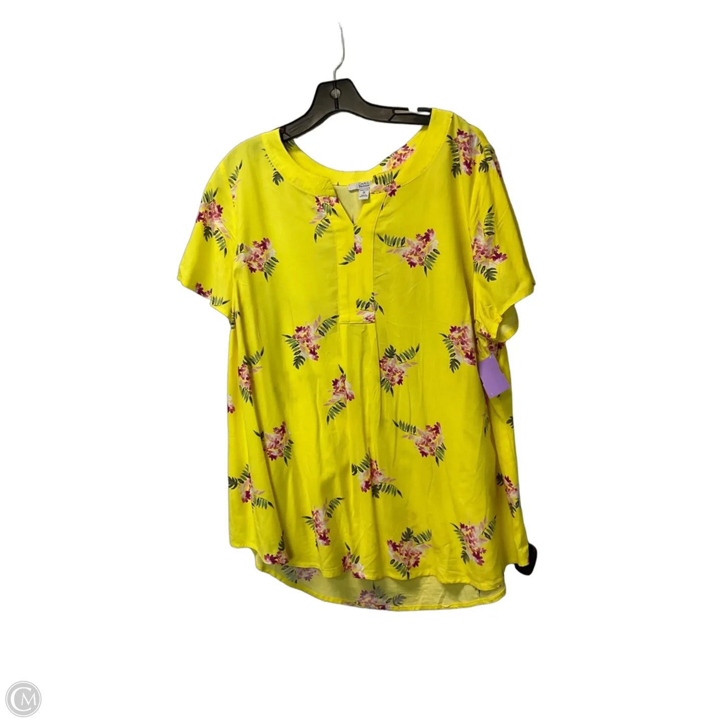 Top Short Sleeve By Croft And Barrow In Yellow, Size: 1x