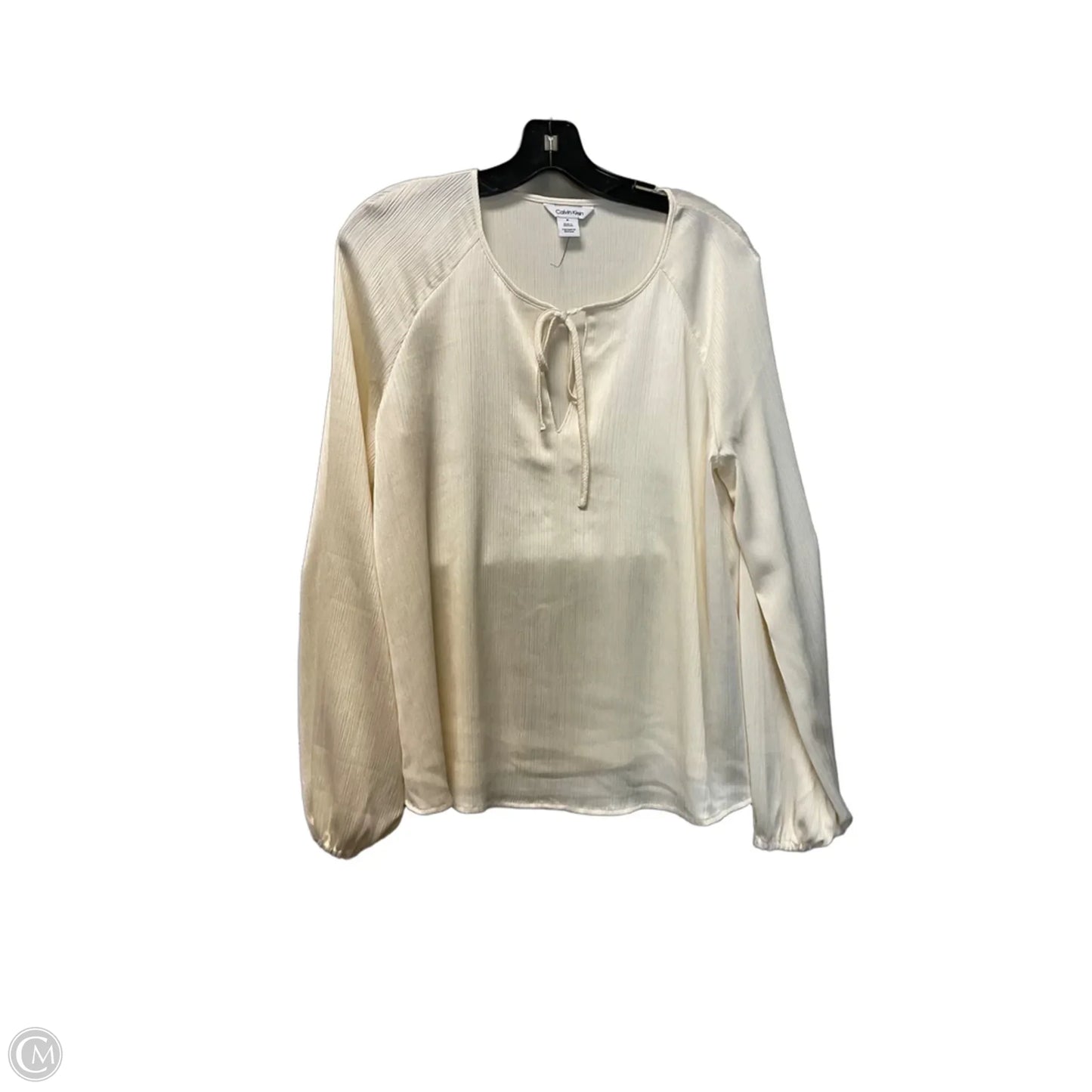 Top Long Sleeve By Calvin Klein In Cream, Size: M