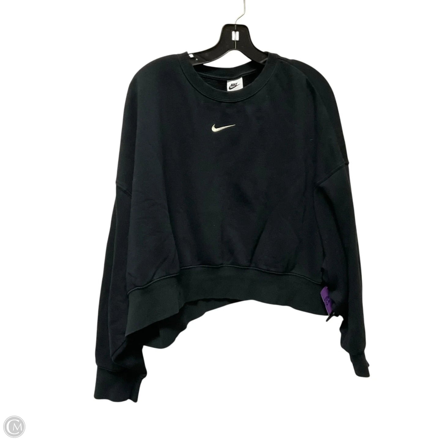 Athletic Top Long Sleeve Crewneck By Nike In Black, Size: M