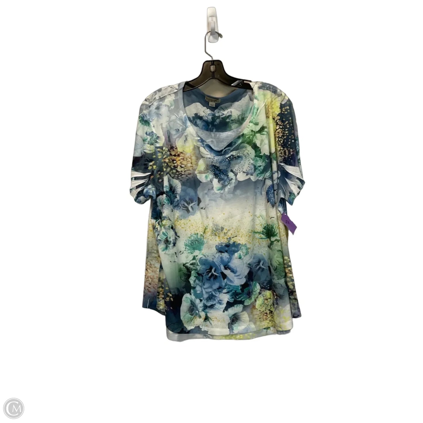 Top Short Sleeve By Live And Let Live In Floral Print, Size: 3x