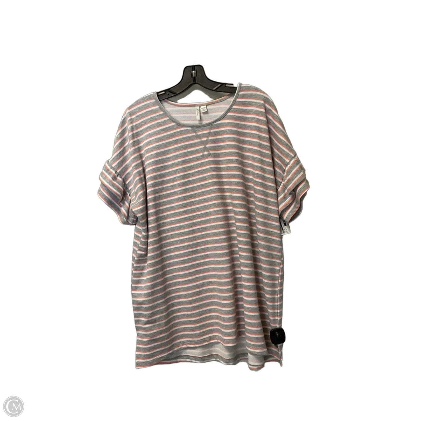 Top Short Sleeve By Cato In Striped Pattern, Size: 18