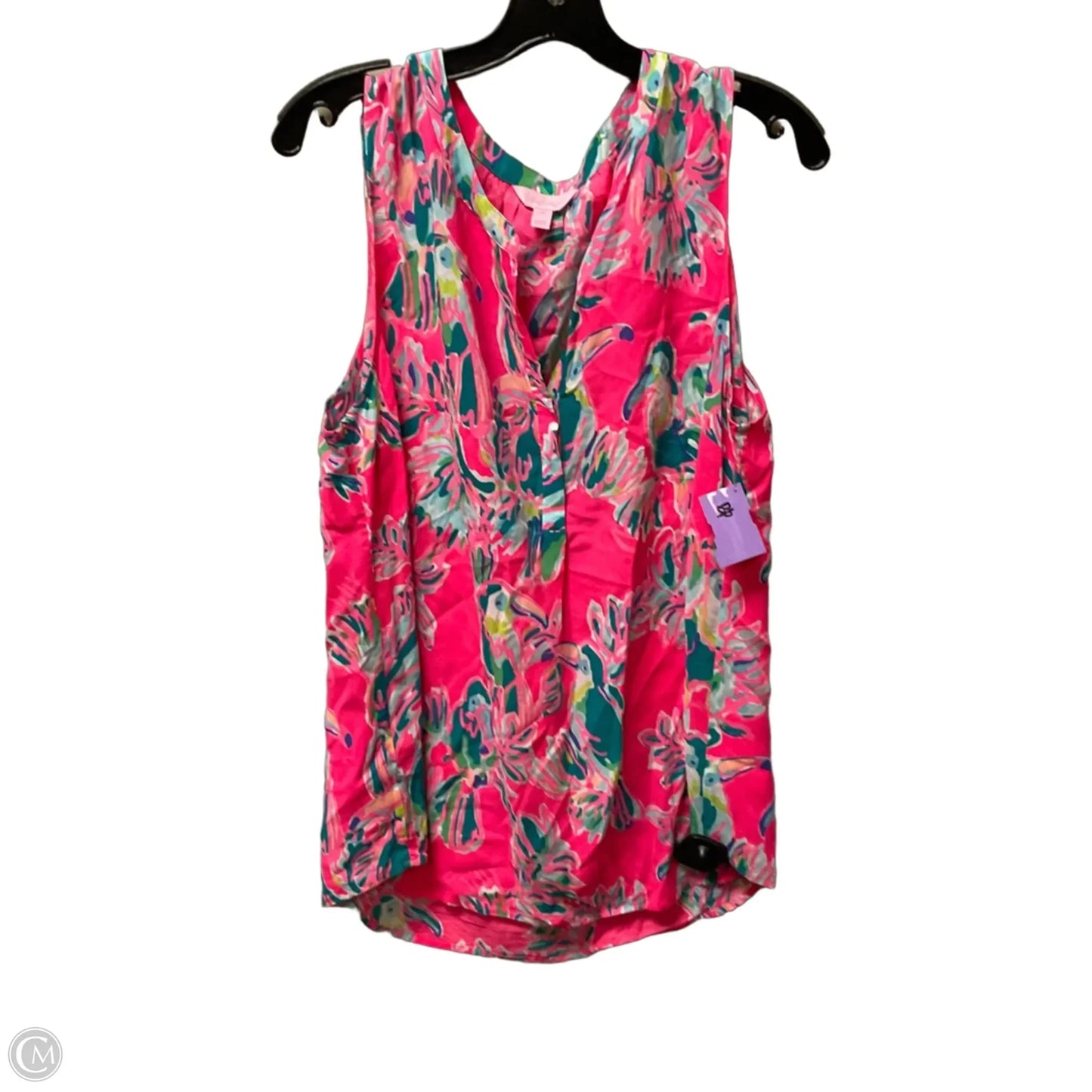 Top Sleeveless Designer By Lilly Pulitzer In Green & Pink, Size: Xl