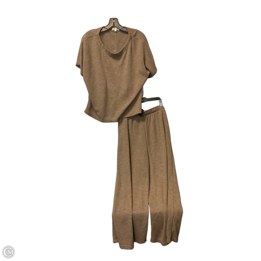 Top 2pc Short Sleeve By Max Studio In Brown, Size: M