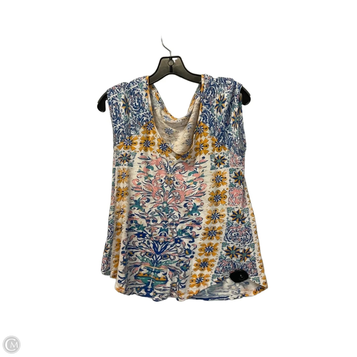 Top Short Sleeve Basic By Lucky Brand In Floral Print, Size: S