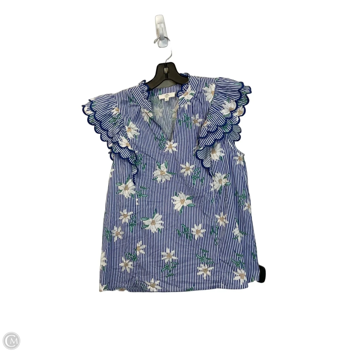 Top Short Sleeve By Entro In Blue & White, Size: M