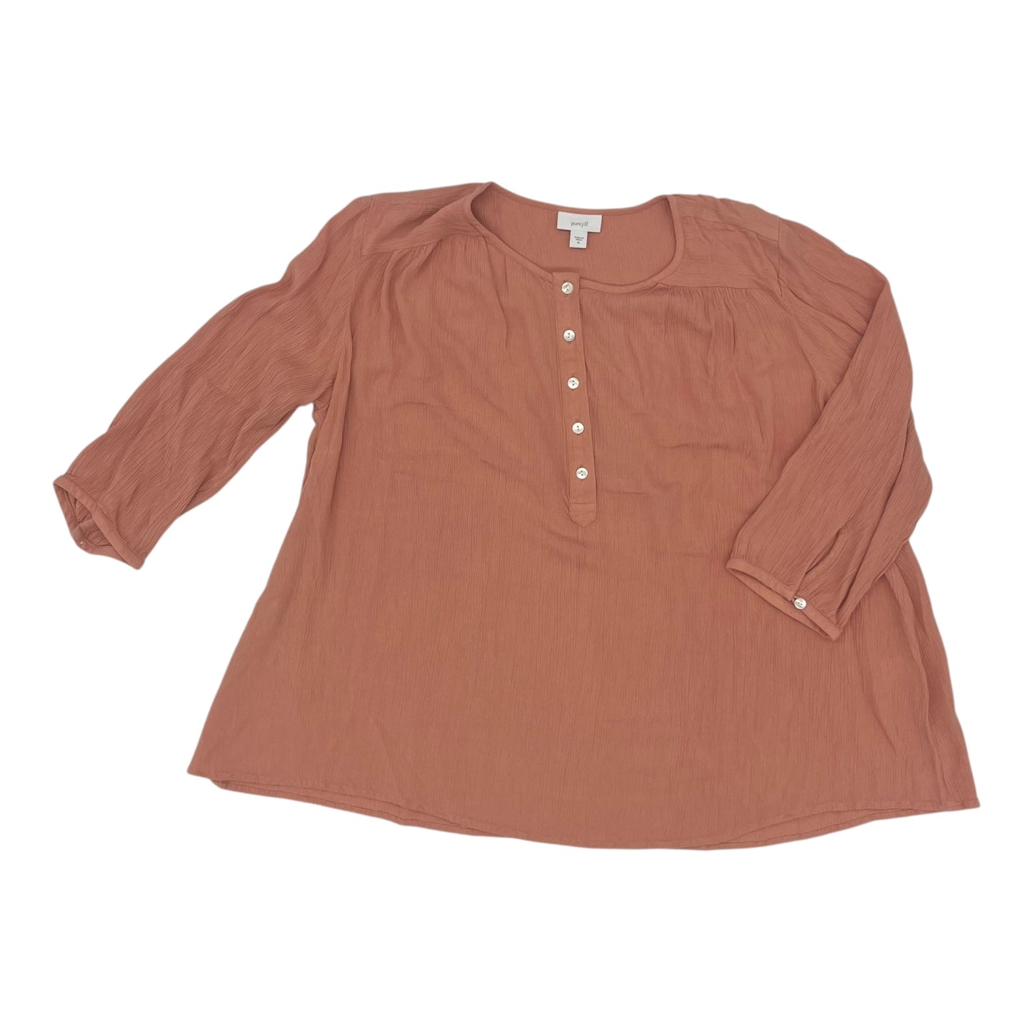 Top 3/4 Sleeve By Pure Jill In Peach, Size:Xl