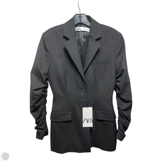 Ruched Sleeve Blazer By Zara In Black, Size: S