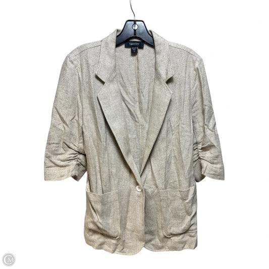 Linen Blend Blazer By Karen Kane In Tan, Size: S