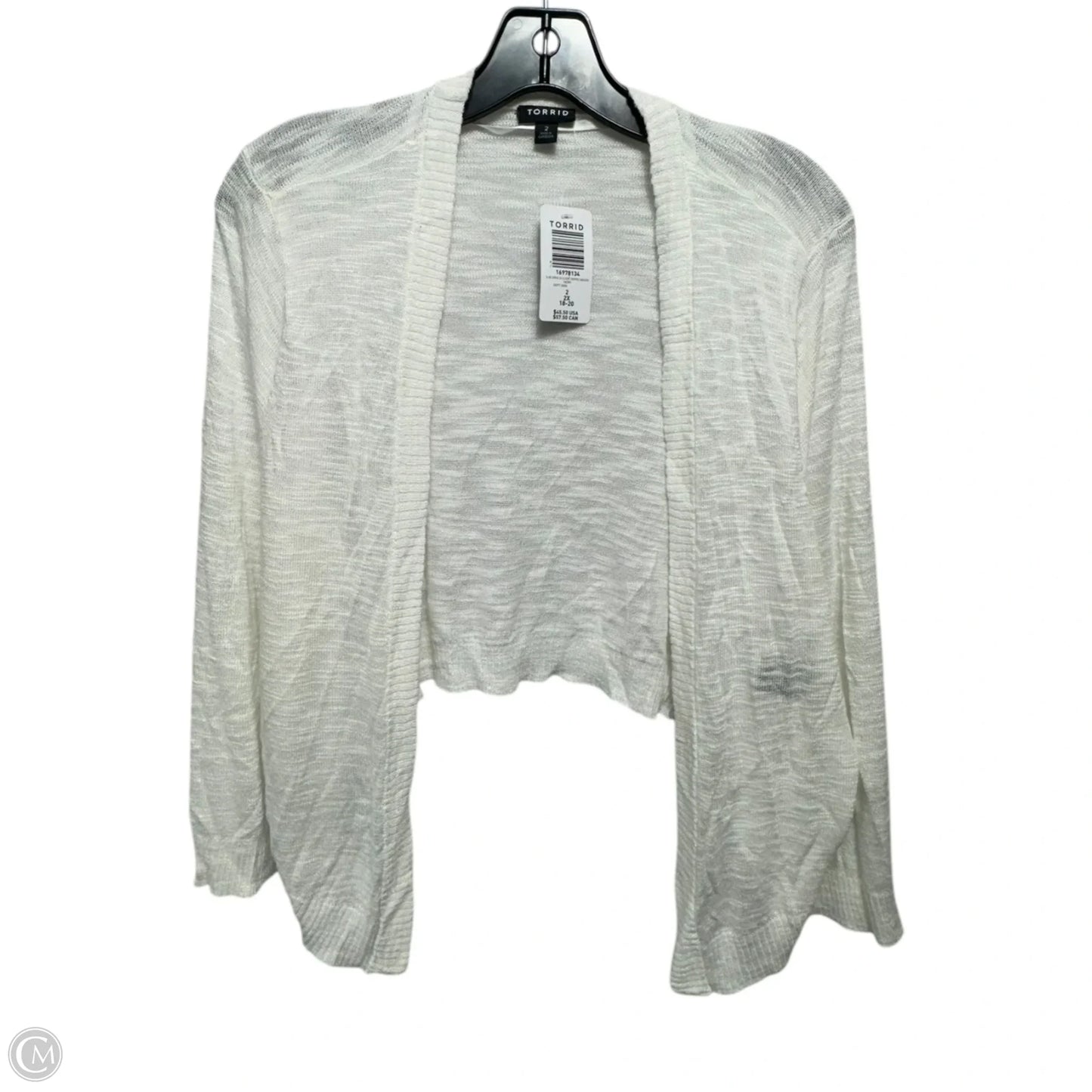 Sweater Cardigan By Torrid In White, Size: 2x