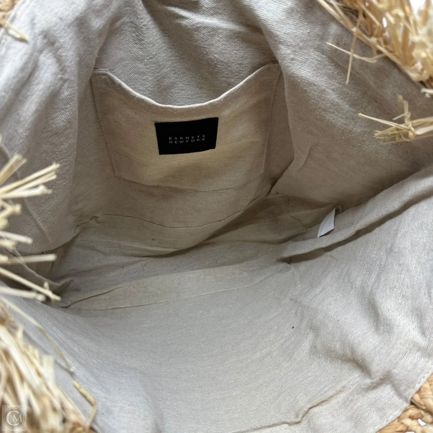 Pom Pom Straw Tote Designer By Barneys Ny, Size: Large