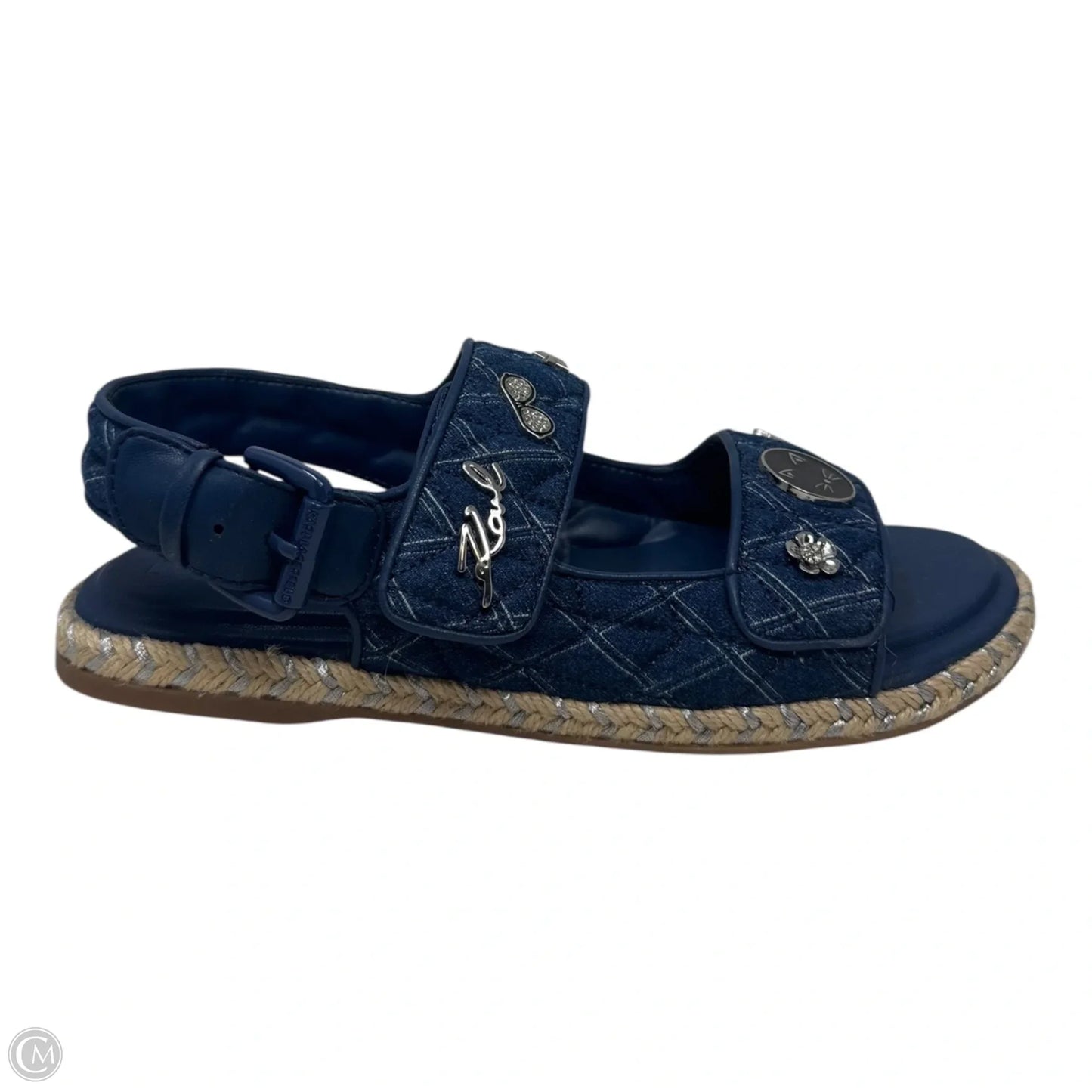 Charlay Denim Espadrille Sandals Designer By Karl Lagerfeld In Blue Denim, Size: 7