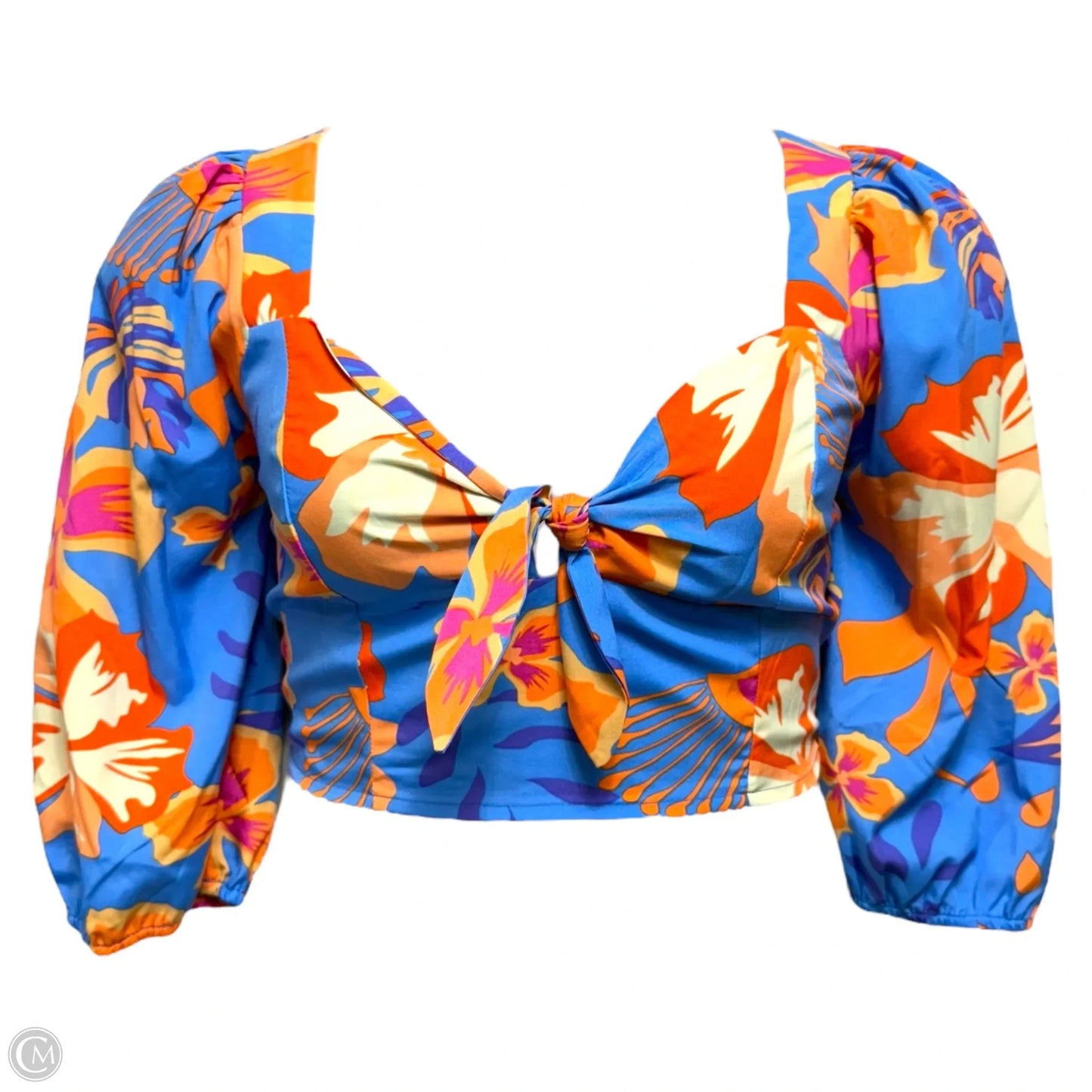 Tropical Hibiscus Bustier Top By Joy Joy In Floral Print, Size: L