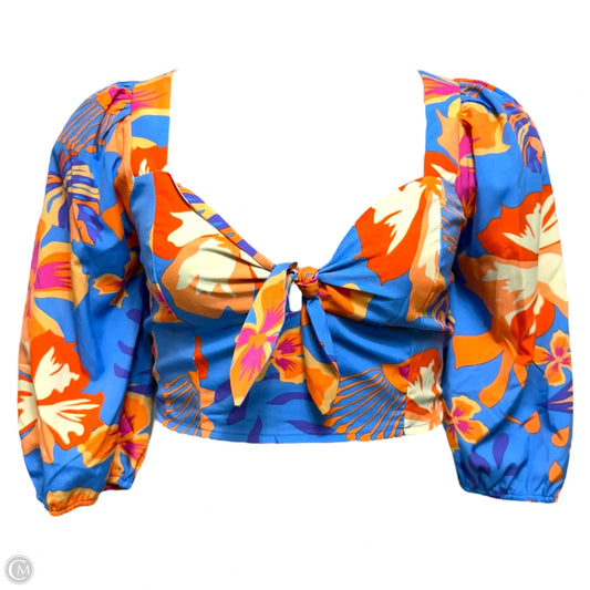 Tropical Hibiscus Bustier Top By Joy Joy In Floral Print, Size: L