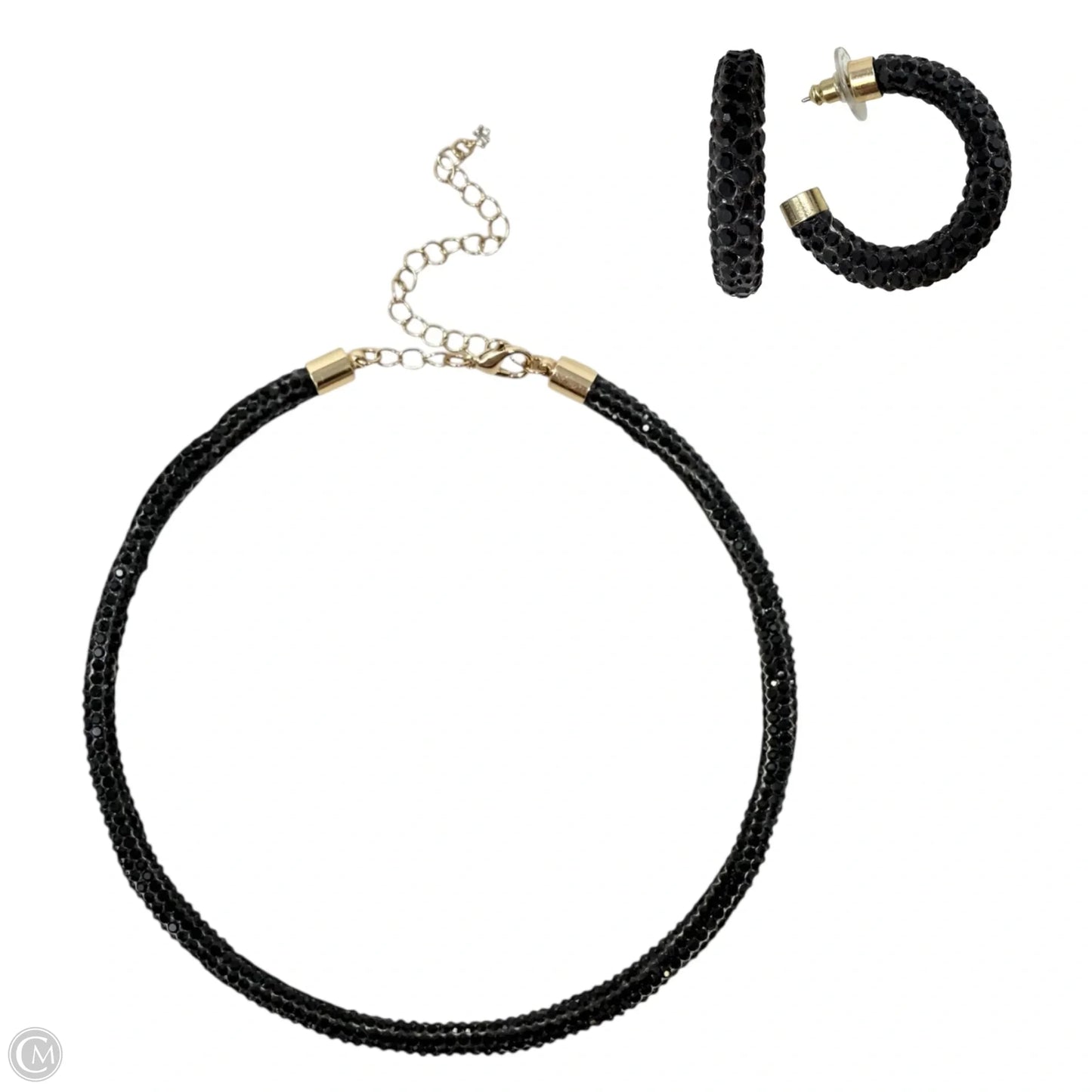 Infinity Lights Crystal Choker Necklace & Hoop Earrings Set, Size: 02 Piece Set