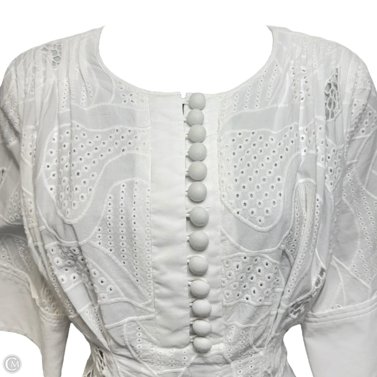 Eyelet Embroidered Dress Designer By Jason Wu In White, Size: 6